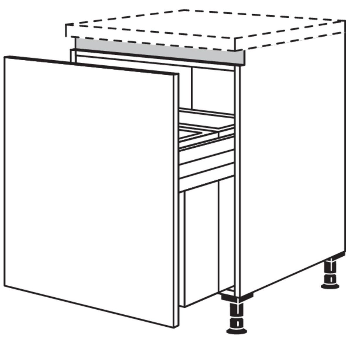 Nobilia XL-Unterschrank mit Muelltrennsystem Euro-Cargo NUASL-EC60-X 56473
