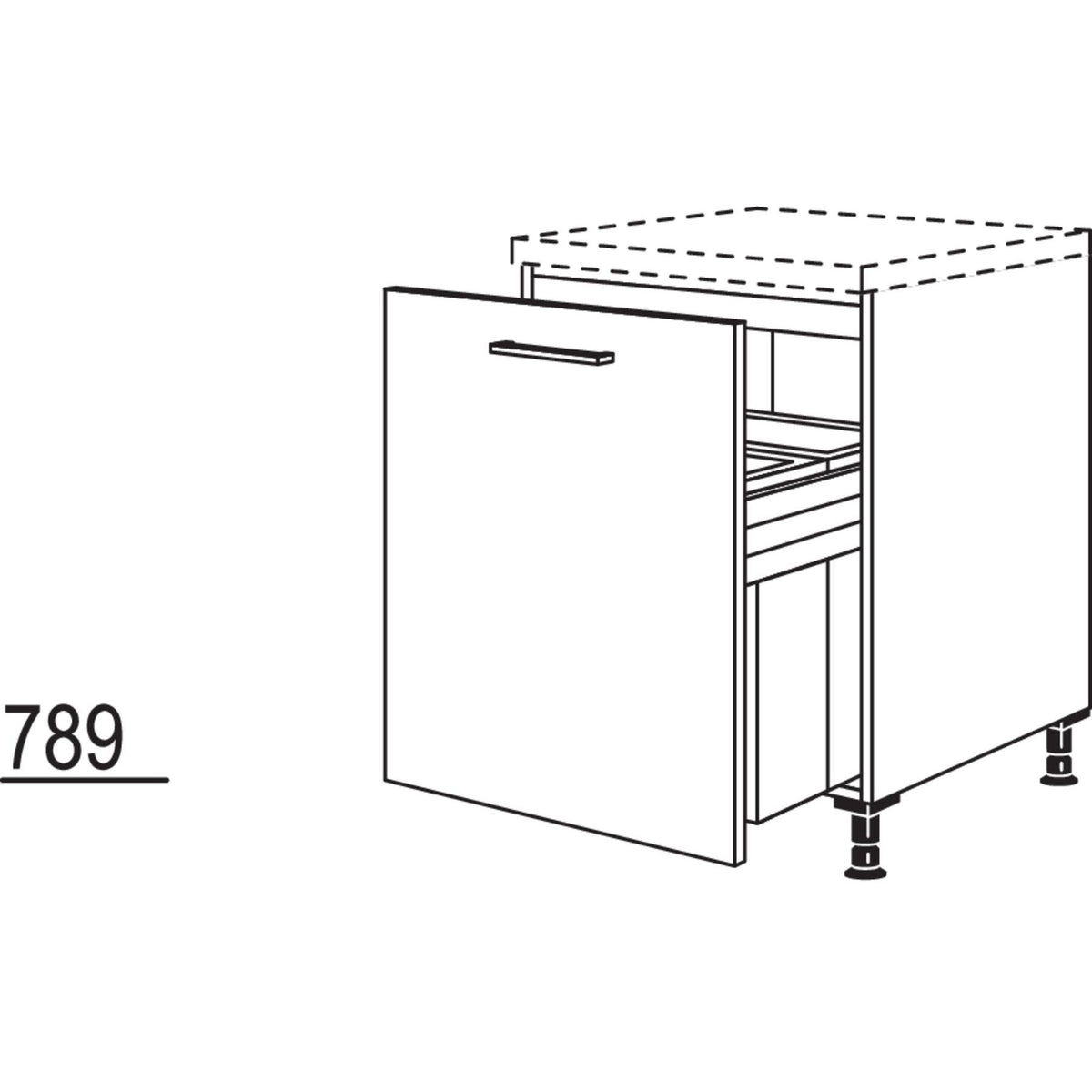 Nobilia XL-Unterschrank mit Muelltrennsystem Euro-Cargo UDASL-EC60-X 35473