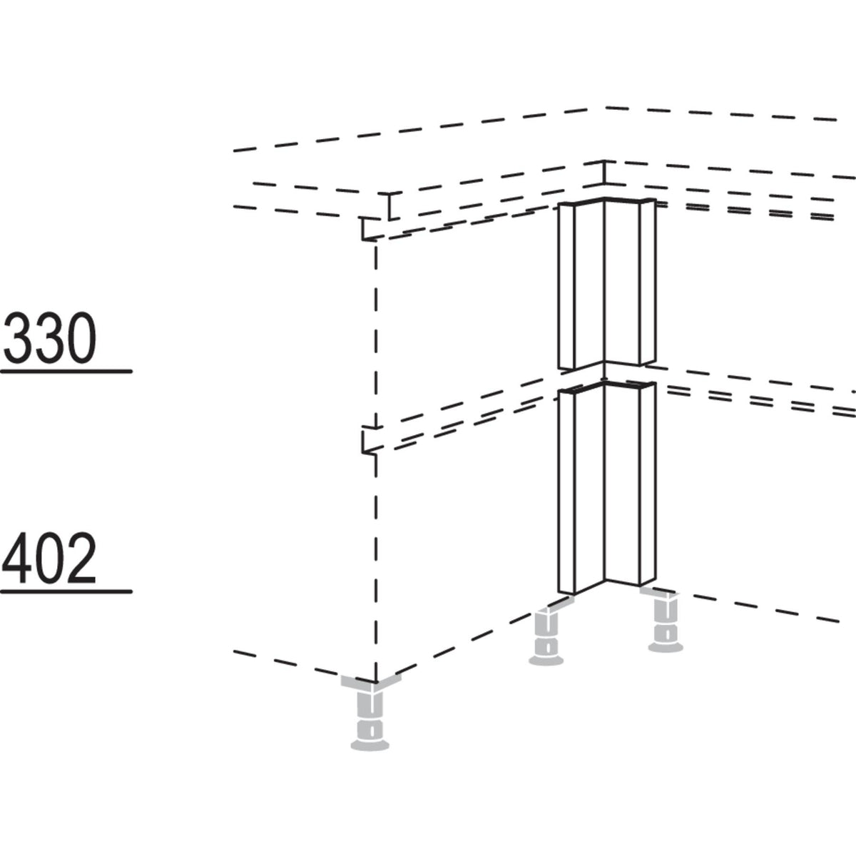 Nobilia XL-Winkelpassstueck in geteilter Optik- variabel NUPET-V-X 57177
