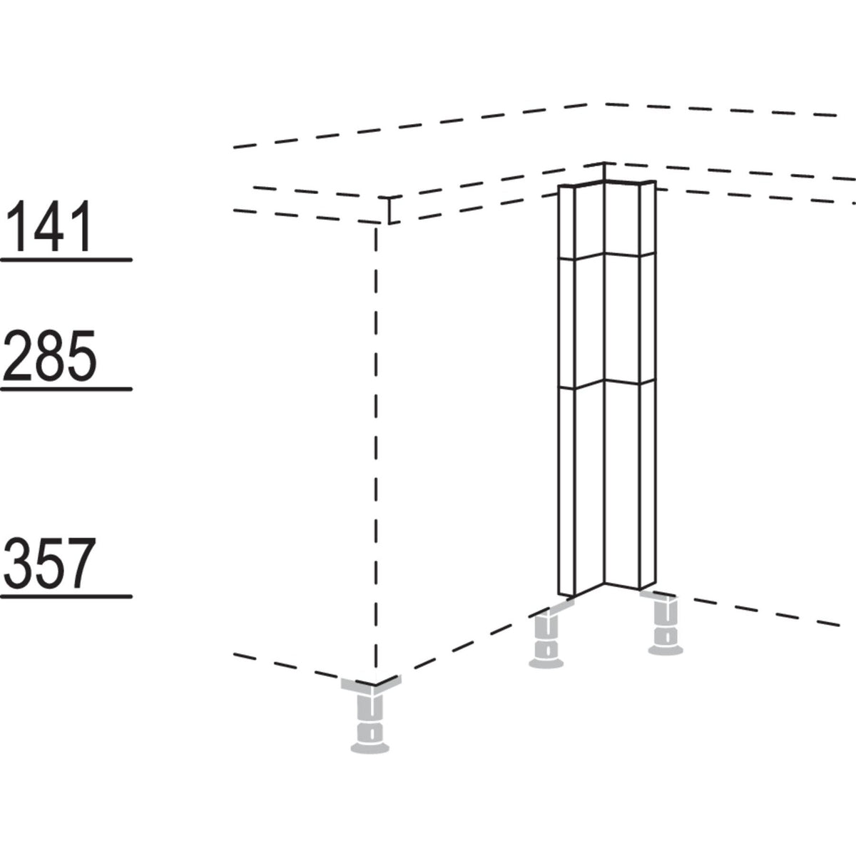 Nobilia XL-Winkelpassstueck in geteilter Optik- variabel UPE-VSA-X 34151