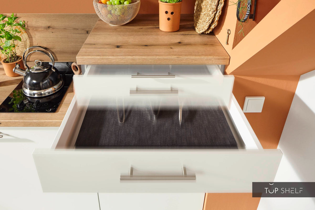 Pino Küche Küchenzeile weiß 180cm Detailansicht Schubkästen Soft Close - top-shelf-