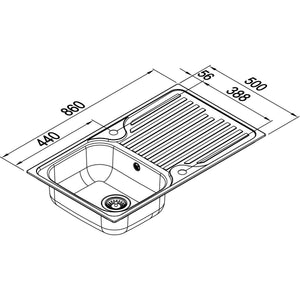 TEKA- Einbauspuele Princess 50- Edelstahl 87513 87513