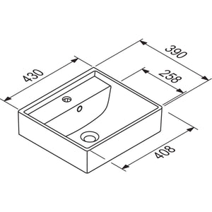 TURKUAZ- Moebelwaschtisch CUBO 43- Keramik Weiss Hochglanz 87730 87730