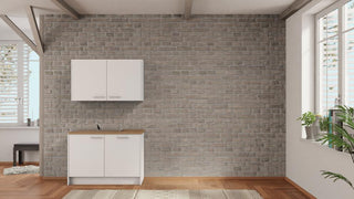 nobilia Cocina de oficina Herrenberg 120 cm Blanco alpino mate Roble Sierra _-frente