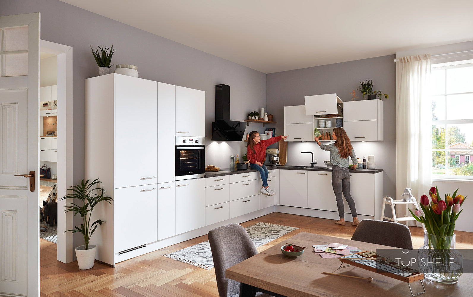 nobilia Einbau- L-Küche Berlin 540 cm in Weiß komplett konfigurierbar mit Geräten
