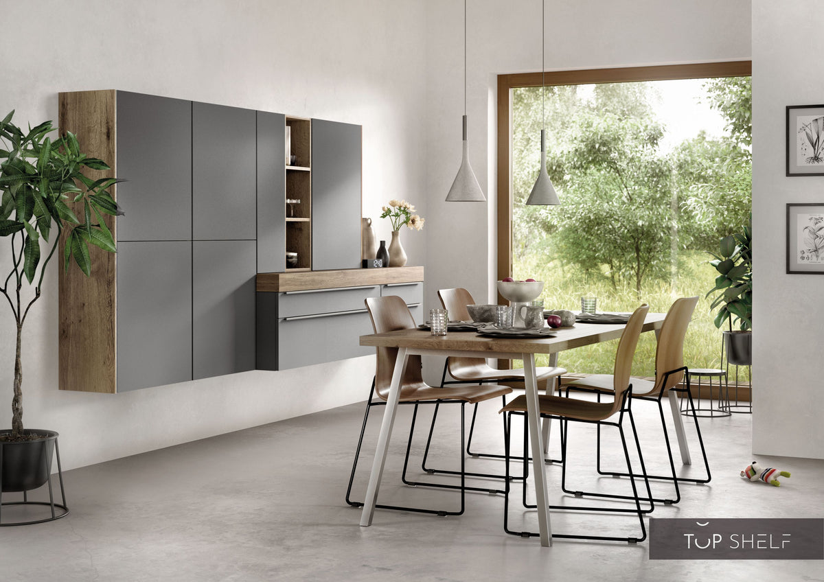 nobilia Esszimmer Speisezimmer Komplett Set 300 cm Touch 334 Schiefergrau supermatt