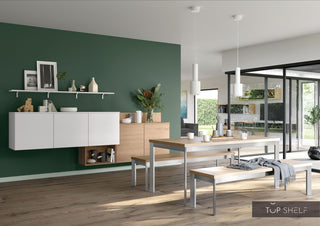 nobilia Esszimmer Speisezimmer Komplett Set 300 cm Touch 338 Seidengrau supermatt - STRUCTURA 405 Eiche Sierra Nachbildung / Touch 338 Seidengrau supermatt / ohne Zubehör