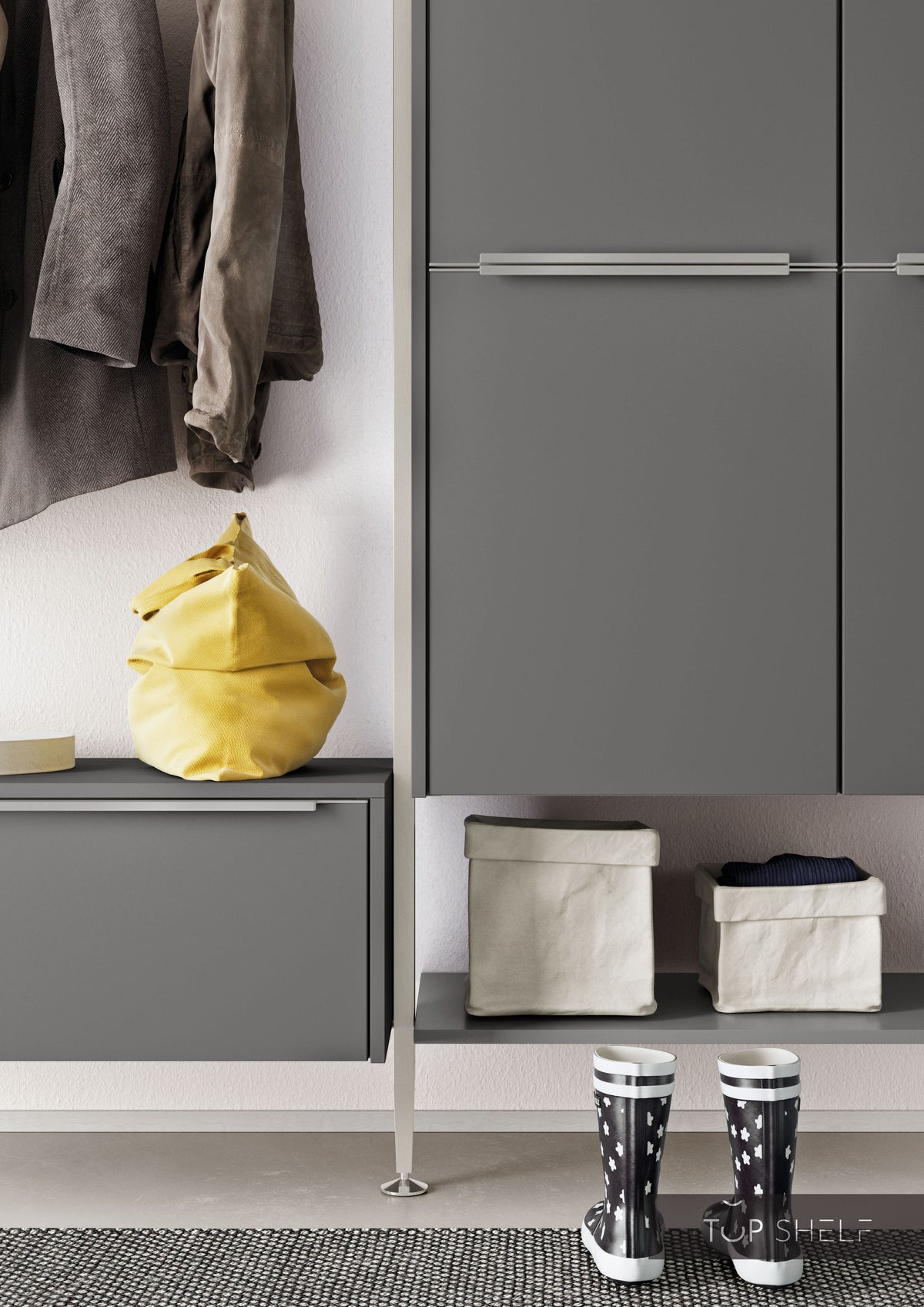nobilia Garderobe Set Flurgarderobe 139 cm Touch 334 Schiefergrau supermatt