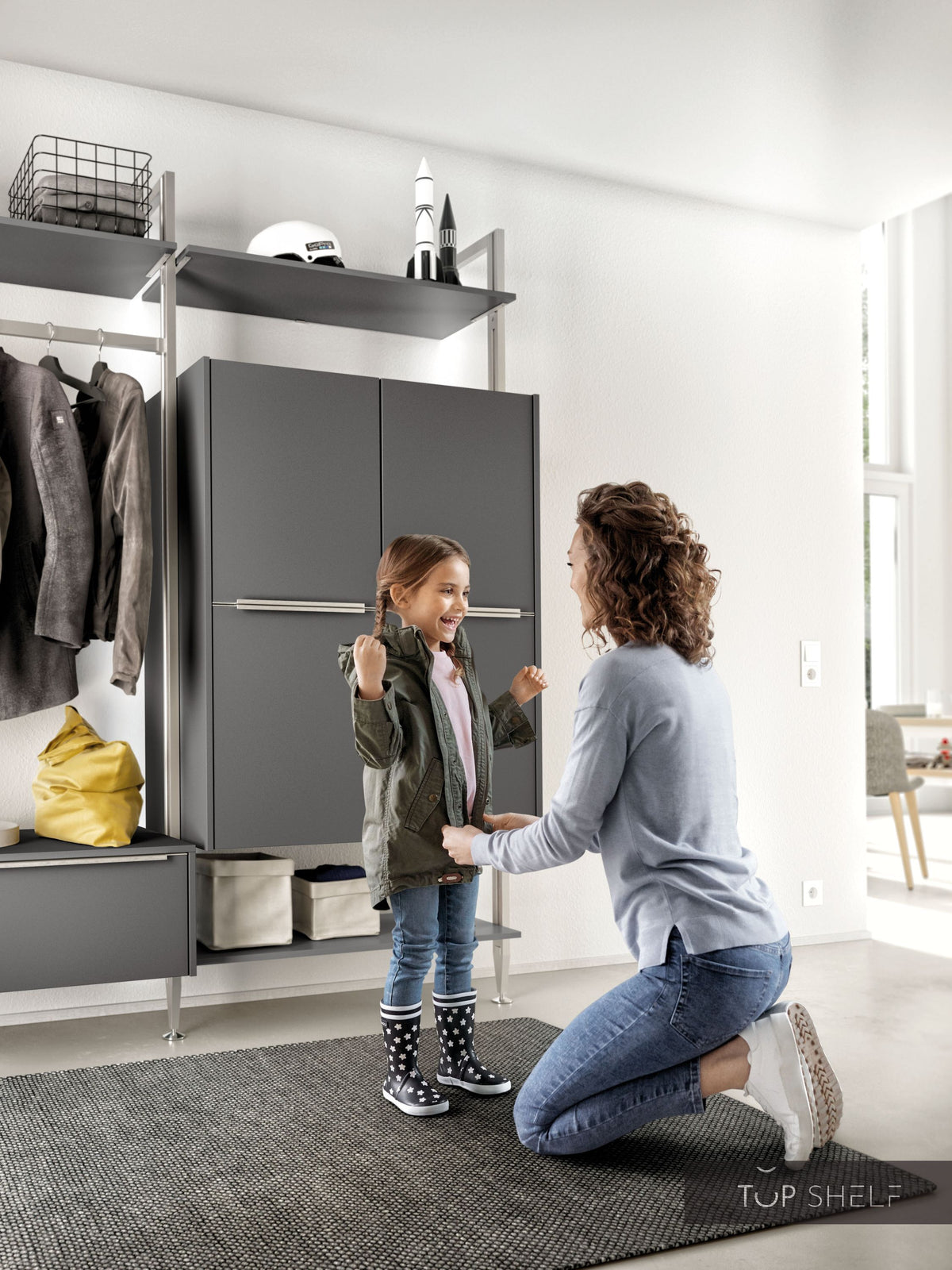 nobilia ensemble de vestiaire pour couloir 139 cm Touch 334 gris ardoise supermat