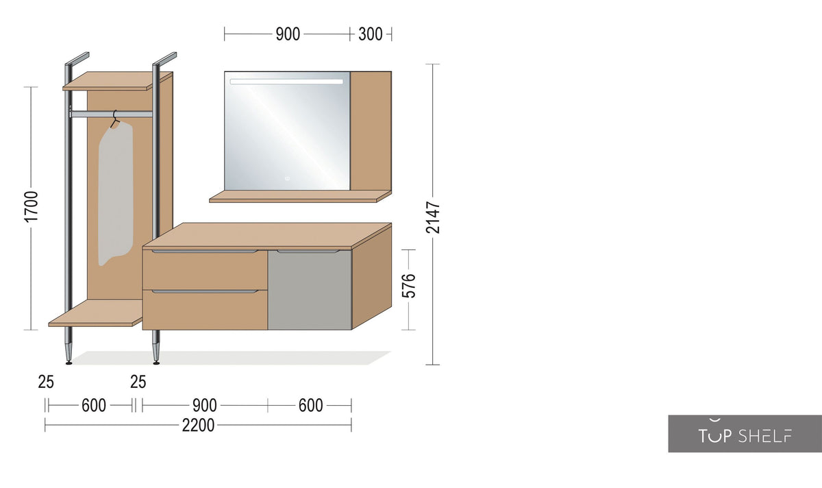 nobilia Garderobe Set Flurgarderobe 220 cm STRUCTURA 405 Eiche Sierra Nachbildung