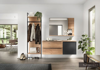 nobilia Garderobe Set Flurgarderobe 210 cm STRUCTURA 405 Eiche Sierra Nachbildung - EASYTOUCH 961 Grafitschwarz ultramatt / STRUCTURA 405 Eiche Sierra Nachbildung / ohne Zubehör