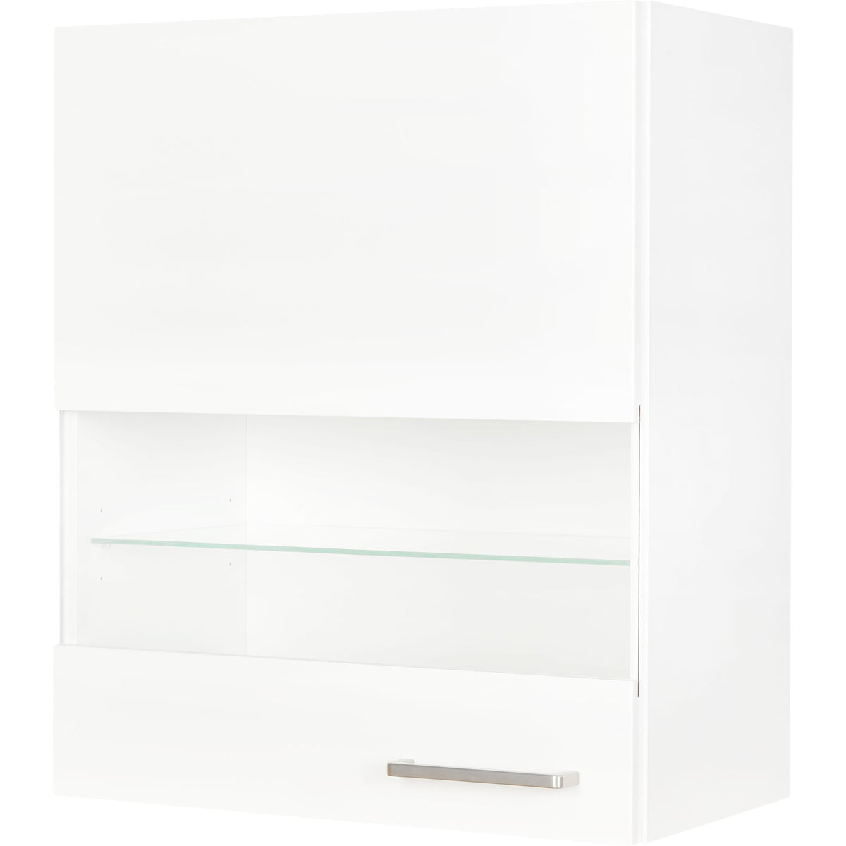 nobilia Glashängeschrank 60 cm Segmentglastür Hängeschrank Alpinweiß & Klarglas WGLS60