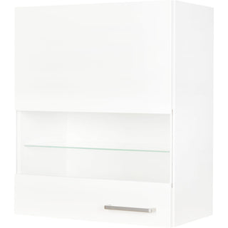 nobilia Élément haut vitré 60 cm porte vitrée segmentée meuble haut blanc alpin & verre transparent WGLS60 - Droite / Poignée métallique aspect acier inox | 263