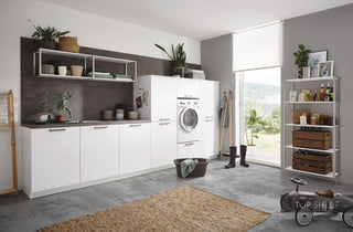 nobilia buanderie Laser 427 Alpinweiss armoire 360 cm pour machine à laver configurable - miroir inversé