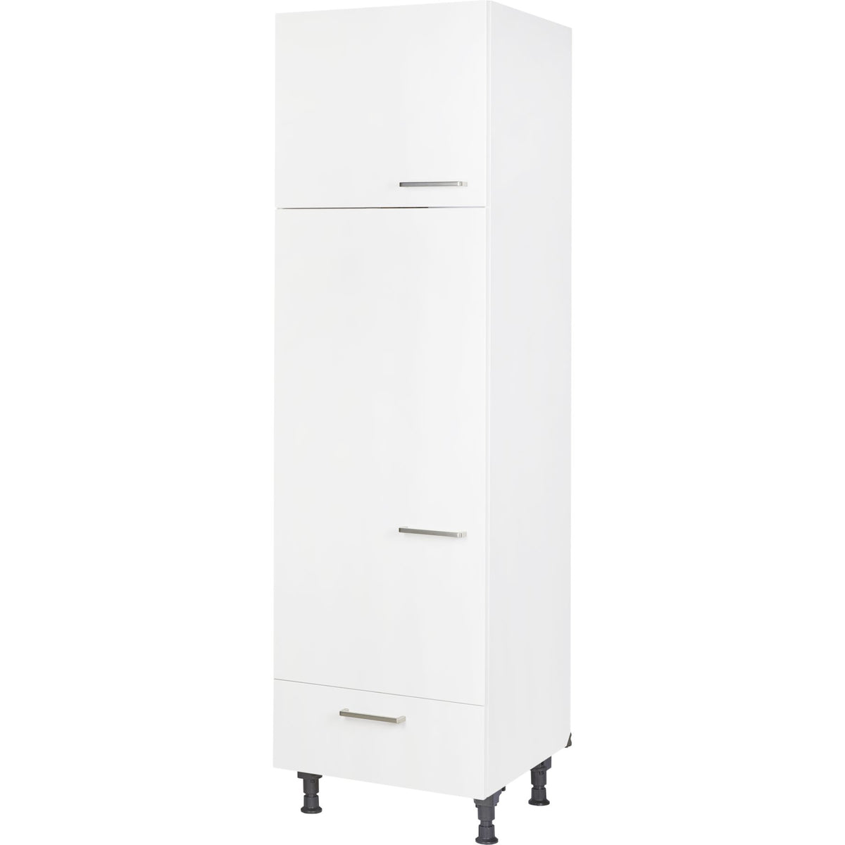 nobilia Hochschrank für Kühl-Gefrierkombination G145A-1 60cm, Alpinweiß, 2 Türen und 1 Schublade, links