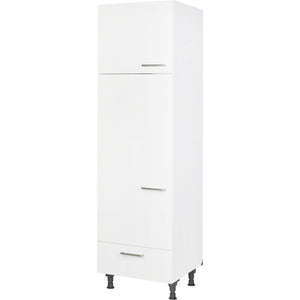 nobilia Hochschrank für Kühl-Gefrierkombination G145A-1 60cm, Alpinweiß, 2 Türen und 1 Schublade, links