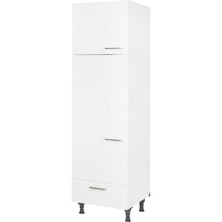 nobilia hoge kast G145A-1 60cm voor koel-vriescombinatie, alpinwit, 2 deuren, 1 lade - Links / Metalen greep roestvrijstaal-optiek | 263