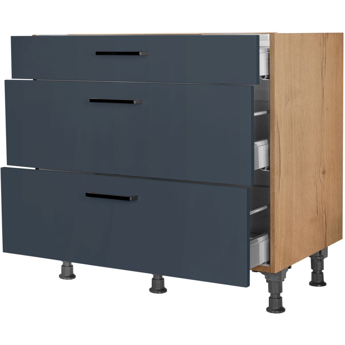 nobilia Kochstellenschrank KS2A90 90 cm Dunkel Blau Fjordblau Ultra Matt 966 Easytouch 945
