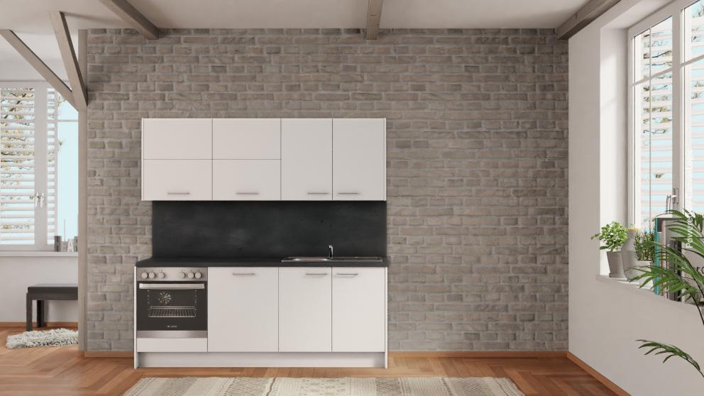 nobilia Küche Paderborn 210 cm Online Kaufe Beton Schiefergrau Teeküchenzeile
