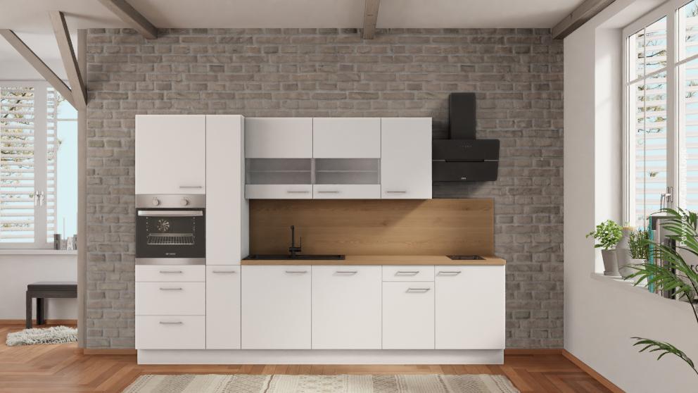 nobilia Küchenzeile Gelsenkirchen 315 cm Alpinweiß matt modern Eiche Provence komplette Küche