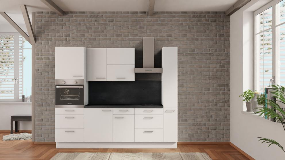 nobilia Küchenzeile Ingolstadt 225 cm Alpinweiß matt online kaufen Beton Schiefergrau mit Backofen