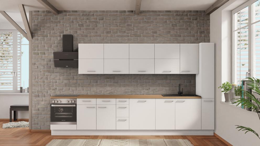 nobilia Küchenzeile Langenfeld (Rheinland) 375 cm Weiß matt Küchenblock Günstig Eiche Provence komplette Küche