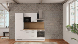 nobilia Küchenzeile Lünen 225 cm Weiß online kaufen Eiche Provence mit Kühlschrank & Kochfeld