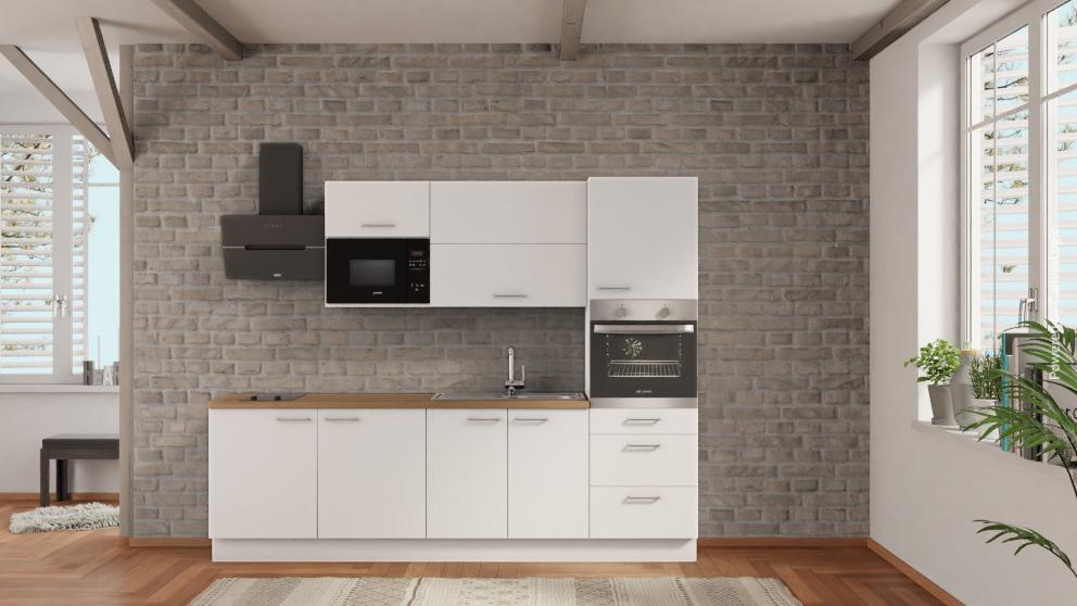 nobilia Küchenzeile Melle 270 cm Weiß Eiche Provence komplett Küchen mit Elektrogeräten