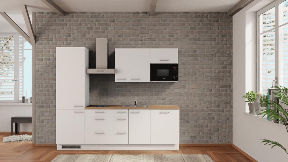 nobilia Küchenzeile komplett Lörrach 255 cm Weiß  Eiche Provence mit Geschirspüler nobilia - topshousehelf.com