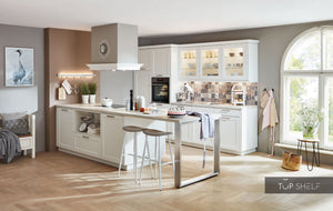nobilia Küche mit Kücheninsel Cascada 774 Lacklaminat Weiss 315+340 cm konfigurierbar mit E-Geräten