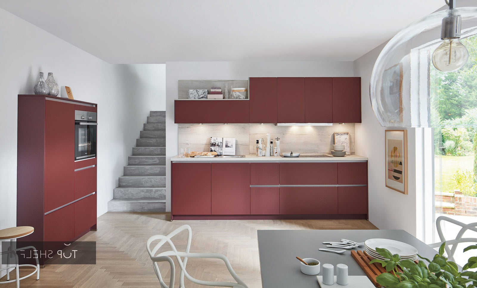 nobilia Küche Küchenzeile Easytouch 963 Lacklaminat Rostrot ultramatt 300+120 cm konfigurierbar mit E-Geräten