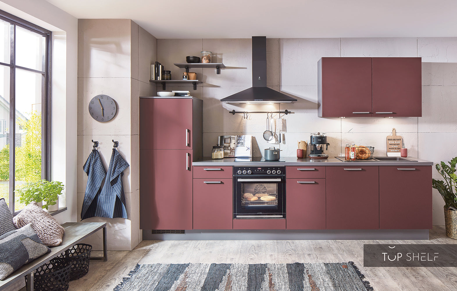 nobilia Küchenzeile Easytouch 963 Lacklaminat Rostrot ultramatt 340 cm konfigurierbar mit E-Geräten spiegelverkehrt