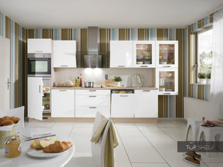 nobilia kitchen Focus 470 lacquer alpine white ultra high gloss 400cm configurable , - without Electrical Appliances / no