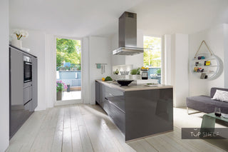 nobilia keuken 2-regelig Novalux 519 zijdegrijs hoogglans greeploos 180+240 cm configureerbaar - - zonder elektrische apparaten & accessoires / nee