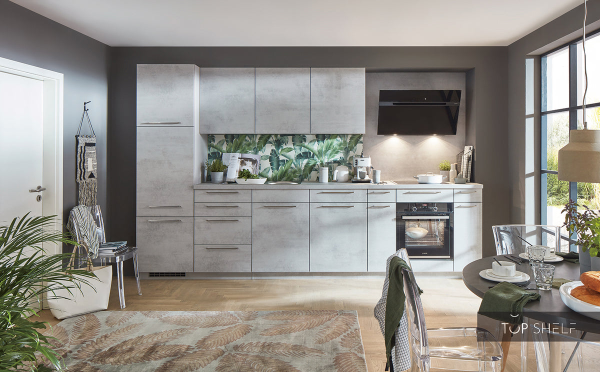 nobilia Küche Küchenzeile Riva 892 Beton Grau 360 cm konfigurierbar mit Elektrogeräten