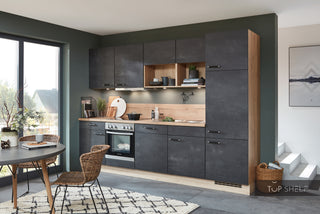 nobilia Cocina Speed 288 Schwarzbeton 300 cm configurable -- - sin electrodomésticos / no