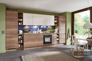 nobilia Küchenzeile Structura 402 Eiche Havanna Nischenverkleidung 561 Dekor Fjord 410 cm konfigurierbar mit Elektrogeräten