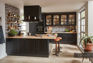 nobilia keuken met kookeiland Sylt 851 lak zwart mat 360+240cm configureerbaar - - zonder elektrische apparaten & accessoires / nee