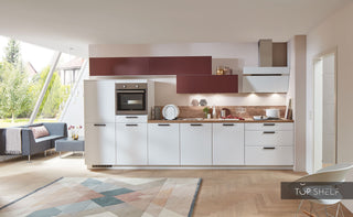 nobilia cuisine équipée Touch 332 Alpinweiss supermat 390 cm configurable - - sans appareils électriques & accessoires / miroir inversé