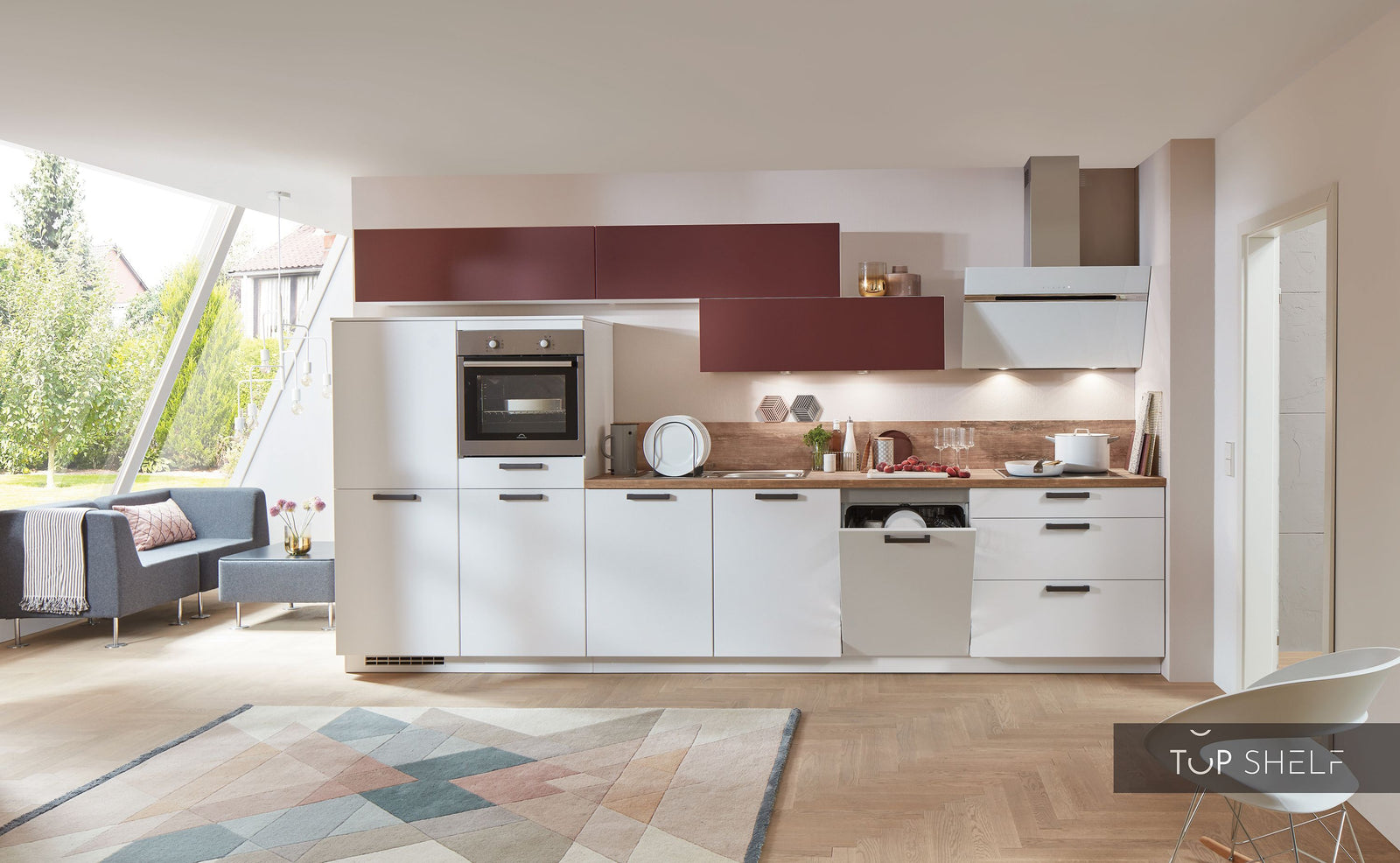 nobilia Küche Küchenzeile Touch 332 Lacklaminat Alpinweiss supermatt 390 cm konfigurierbar mit E-Geräten