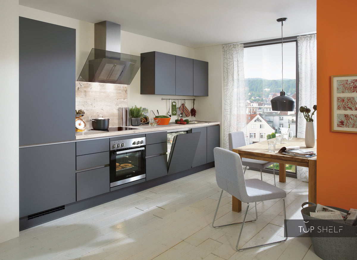 nobilia Küche Touch 334 Lacklaminat Schiefergrau supermatt 400 cm konfigurierbar mit E-Geräten
