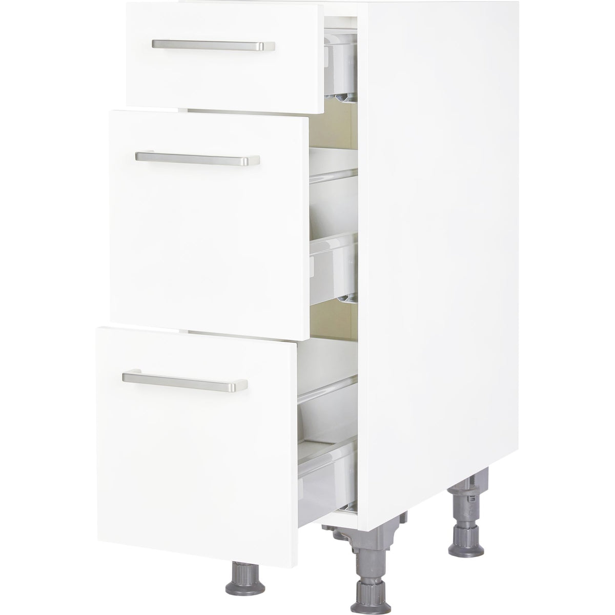 nobilia Küchen-Unterschrank UA30, Alpinweiß 30cm mit 1 Schublade und 2 Auszügen,