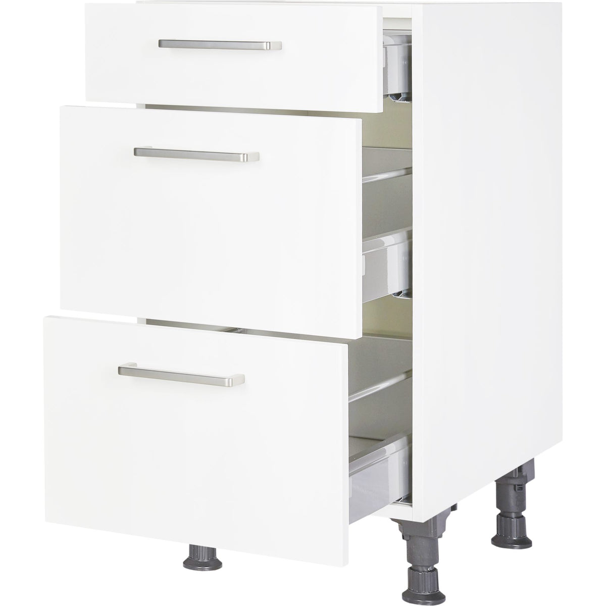 nobilia Küchen-Unterschrank UA45, Alpinweiß 45cm Breite mit 1 Schublade und 2 Auszügen