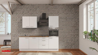 nobilia Cocina en línea Stralsund 240 cm Blanco mate Roble Sierra __