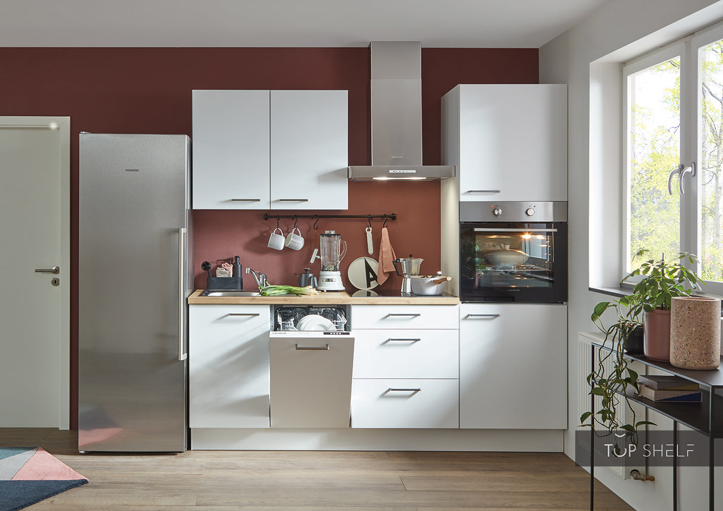 nobilia Miniküche Dresden 210 cm Singleküche in Weiß komplett konfigurierbar mit Geräten