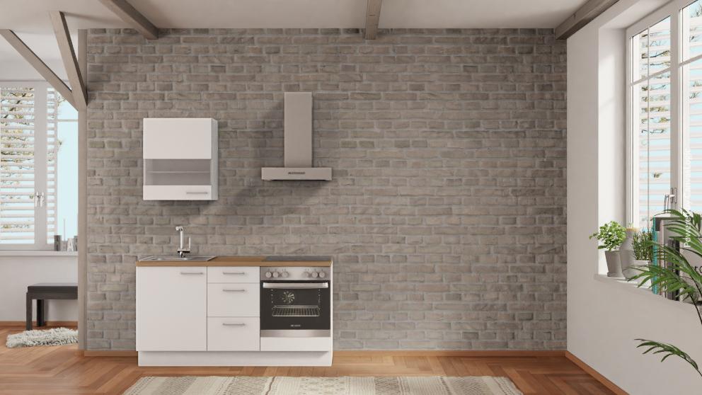 nobilia Miniküche Mülheim 165 cm Weiß matt Eiche Provence mit Backofen nobilia - topshousehelf.com