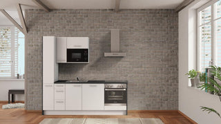 nobilia Minicocina Siegen 225 cm Blanco alpino mate Hormigón Gris pizarra __