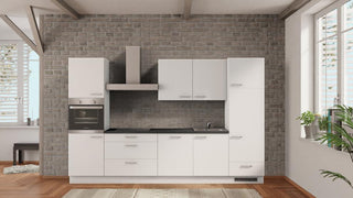 nobilia Cocina para estudiantes Hennef 330 cm Blanco Hormigón Gris Pizarra --