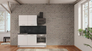 nobilia Cocina compacta Erlangen 180 cm blanco gris pizarra hormigón