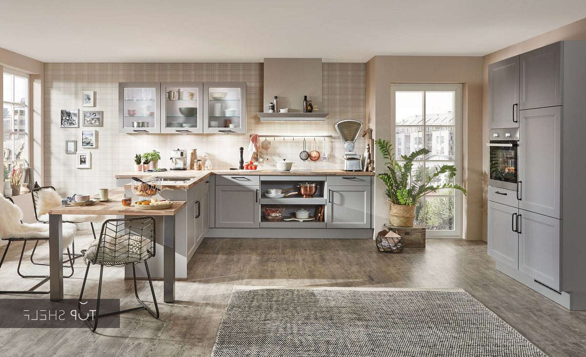 nobilia Winkelküche Eckküche Cascada 772 Lacklaminat Steingrau 360x250+120 cm konfigurierbar mit E-Geräten spiegelverkehrt